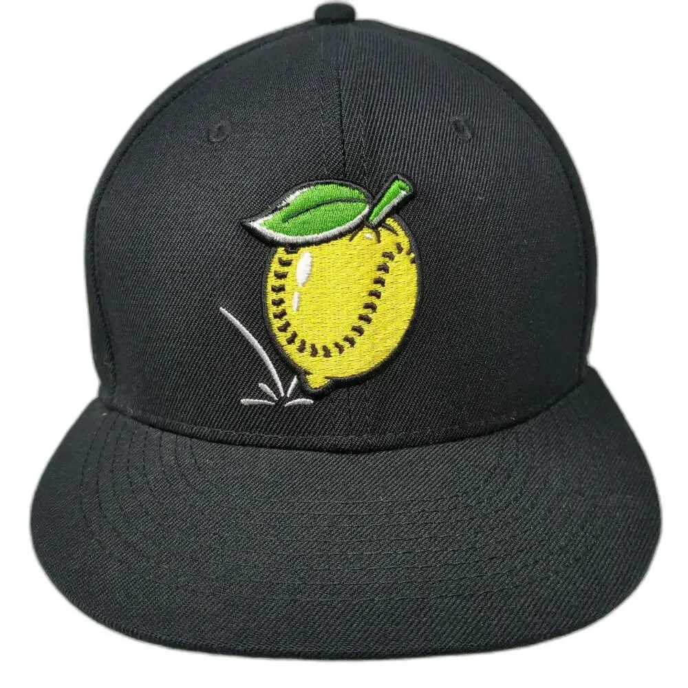 Baseballism Baseball Cap Black 7 1/4 Lemon Bad Hops Graphic Fitted Flat Brim Hat